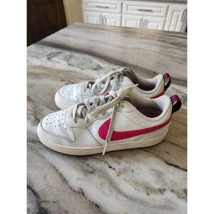 Nike Court Borough Low 2 GS White Pink Burgundy Sneakers Kids Size 5Y